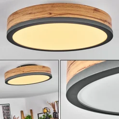 Plafonniersalmi Led Anthracite, Brun, Couleur Bois, 1 Lumiere