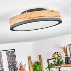 Plafonniersalmi Led Anthracite, Brun, Couleur Bois, 1 Lumiere