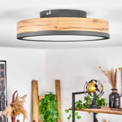 Plafonniersalmi Led Anthracite, Brun, Couleur Bois, 1 Lumiere