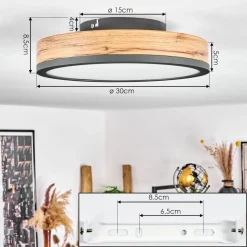 Plafonniersalmi Led Anthracite, Brun, Couleur Bois, 1 Lumiere