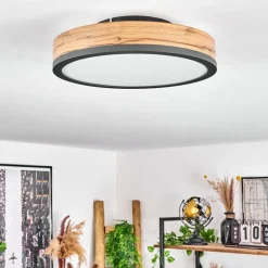 Plafonniersalmi Led Anthracite, Brun, Couleur Bois, 1 Lumiere