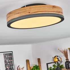 Plafonniersalmi Led Anthracite, Brun, Couleur Bois, 1 Lumiere