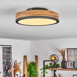 Plafonniersalmi Led Anthracite, Brun, Couleur Bois, 1 Lumiere