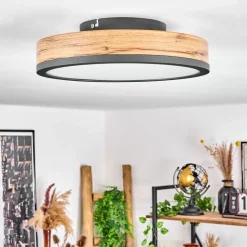 Plafonniersalmi Led Anthracite, Brun, Couleur Bois, 1 Lumiere