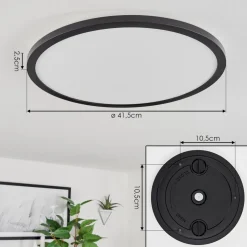 Plafonniersasinhosa Led Noir, 1 Lumiere, Telecommandes