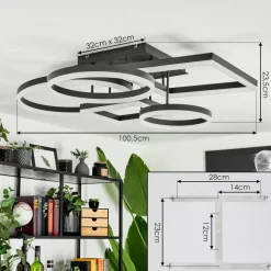 Plafonniersistelo Led Noir, 1 Lumiere