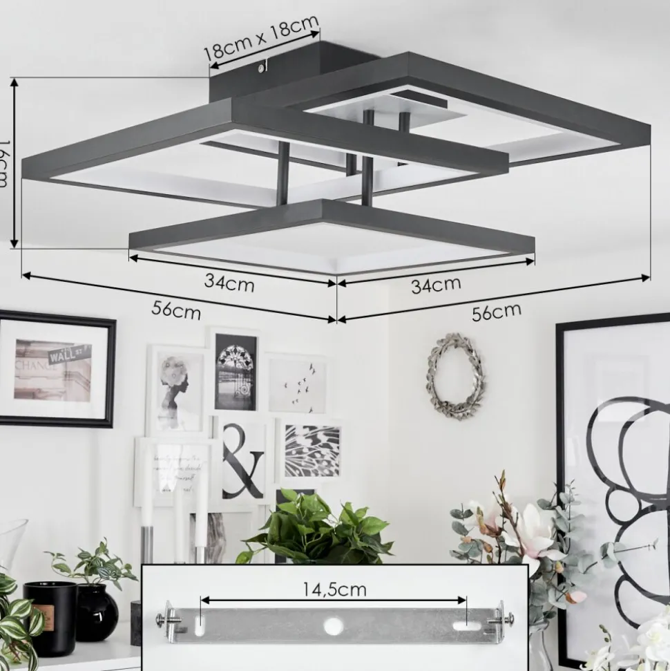 Plafonniersolaro Led Gris, 1 Lumiere