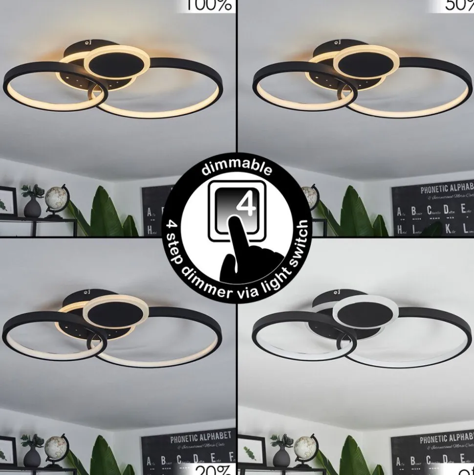 Plafonniertagsdorff Led Noir, Blanc, 1 Lumiere