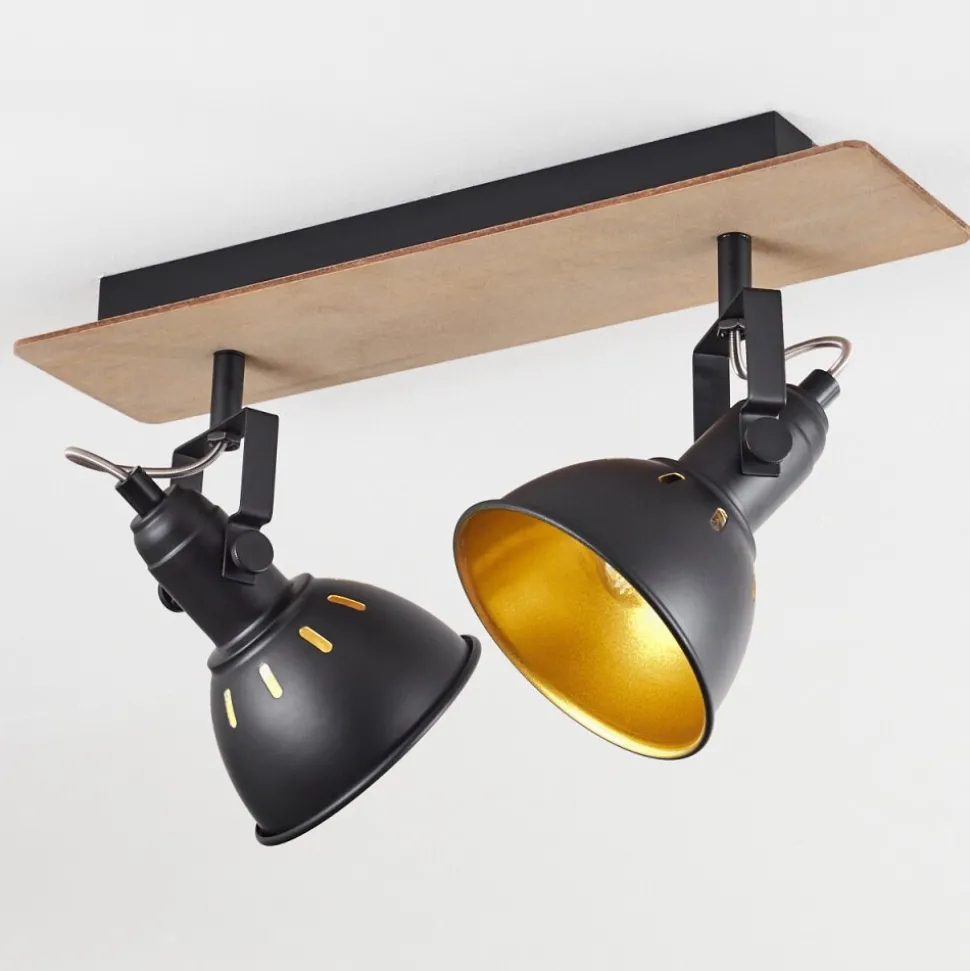 Plafonniertina Bois Fonce, Ecru, Noir, 2 Lumieres