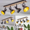 Plafonniertina Chrome, Bois Clair, Noir, 4 Lumieres