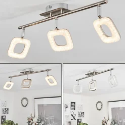 Plafonniervillenauxe Led Chrome, Nickel Mat, 3 Lumieres