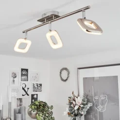 Plafonniervillenauxe Led Chrome, Nickel Mat, 3 Lumieres