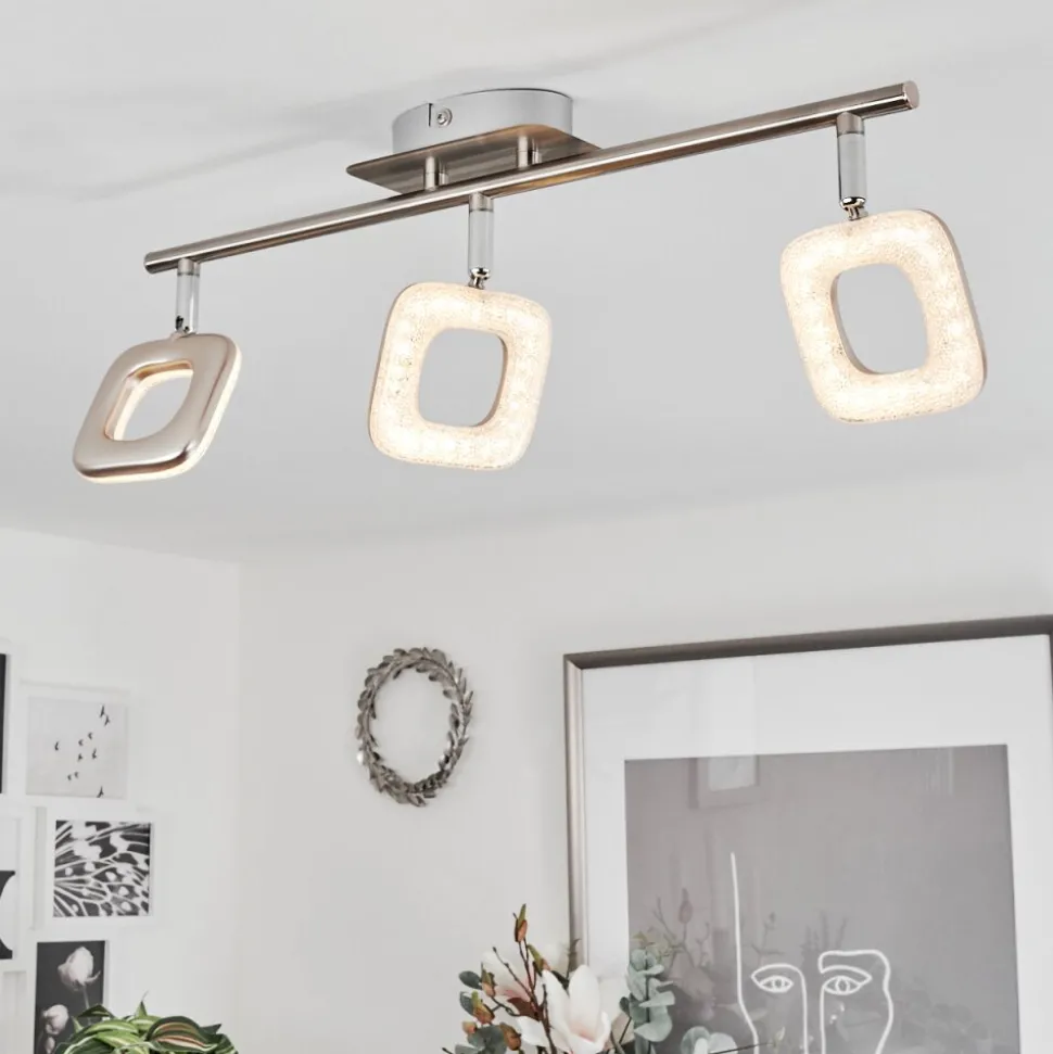 Plafonniervillenauxe Led Chrome, Nickel Mat, 3 Lumieres