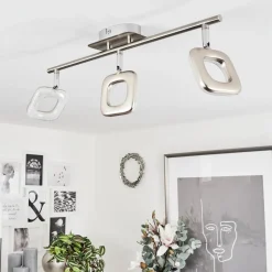 Plafonniervillenauxe Led Chrome, Nickel Mat, 3 Lumieres