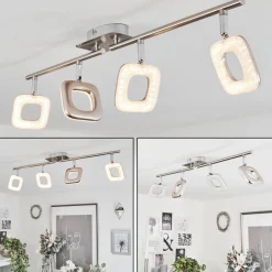 Plafonniervillenauxe Led Chrome, Nickel Mat, 4 Lumieres