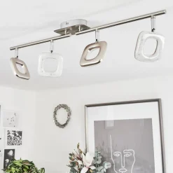 Plafonniervillenauxe Led Chrome, Nickel Mat, 4 Lumieres