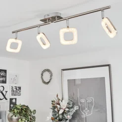 Plafonniervillenauxe Led Chrome, Nickel Mat, 4 Lumieres