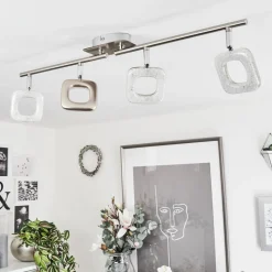 Plafonniervillenauxe Led Chrome, Nickel Mat, 4 Lumieres