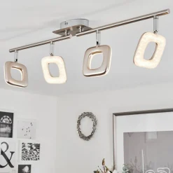 Plafonniervillenauxe Led Chrome, Nickel Mat, 4 Lumieres