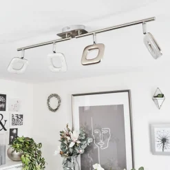 Plafonniervillenauxe Led Chrome, Nickel Mat, 4 Lumieres