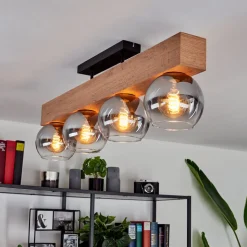 Plafonniervouhet Brun, Couleur Bois, Noir, 4 Lumieres
