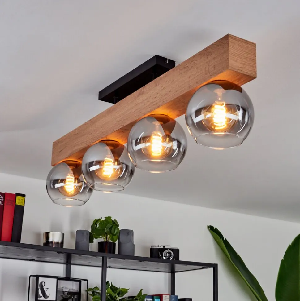 Plafonniervouhet Brun, Couleur Bois, Noir, 4 Lumieres