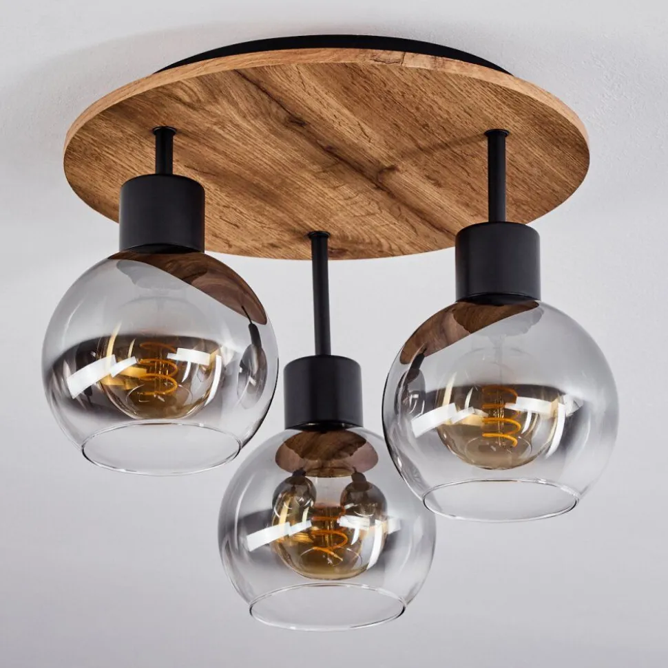 Plafonniervouhet Brun, Couleur Bois, Noir, 3 Lumieres