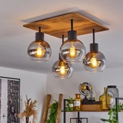 Plafonniervouhet Brun, Couleur Bois, Noir, 4 Lumieres