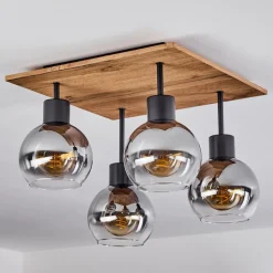 Plafonniervouhet Brun, Couleur Bois, Noir, 4 Lumieres