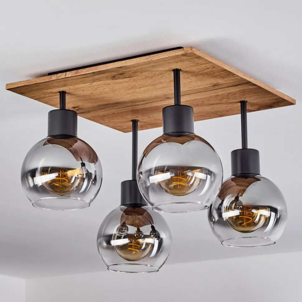 Plafonniervouhet Brun, Couleur Bois, Noir, 4 Lumieres