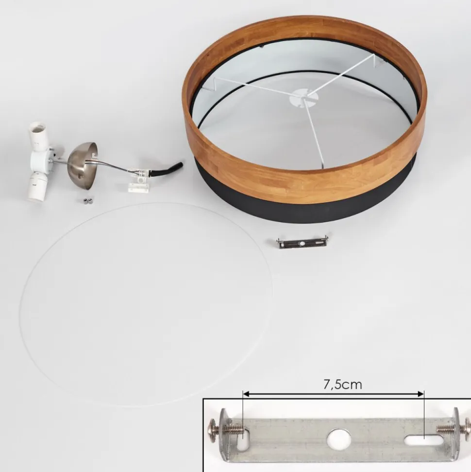Plafonniervrolle Bois Clair, Nickel Mat, 3 Lumieres