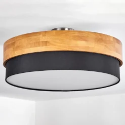 Plafonniervrolle Bois Clair, Nickel Mat, 3 Lumieres