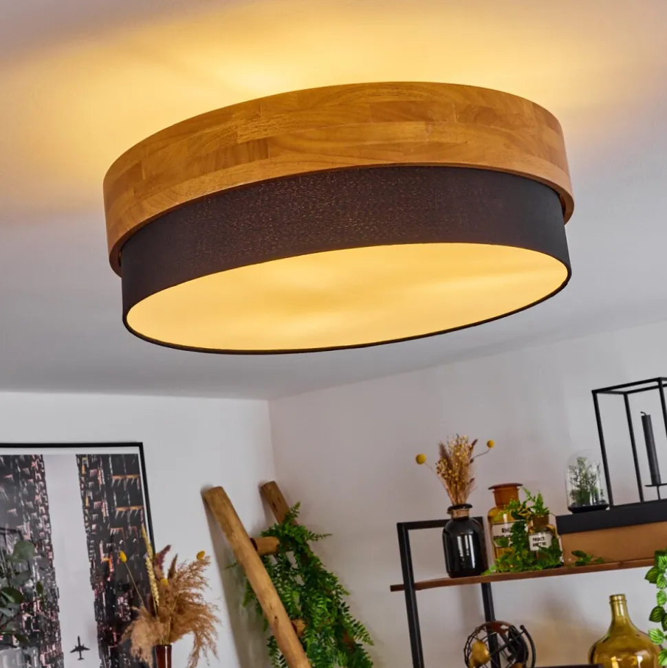 Plafonniervrolle Bois Clair, Nickel Mat, 3 Lumieres