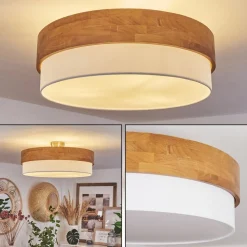 Plafonniervrolle Bois Clair, Nickel Mat, 3 Lumieres