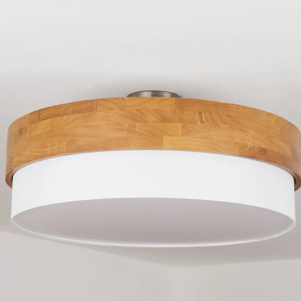 Plafonniervrolle Bois Clair, Nickel Mat, 3 Lumieres