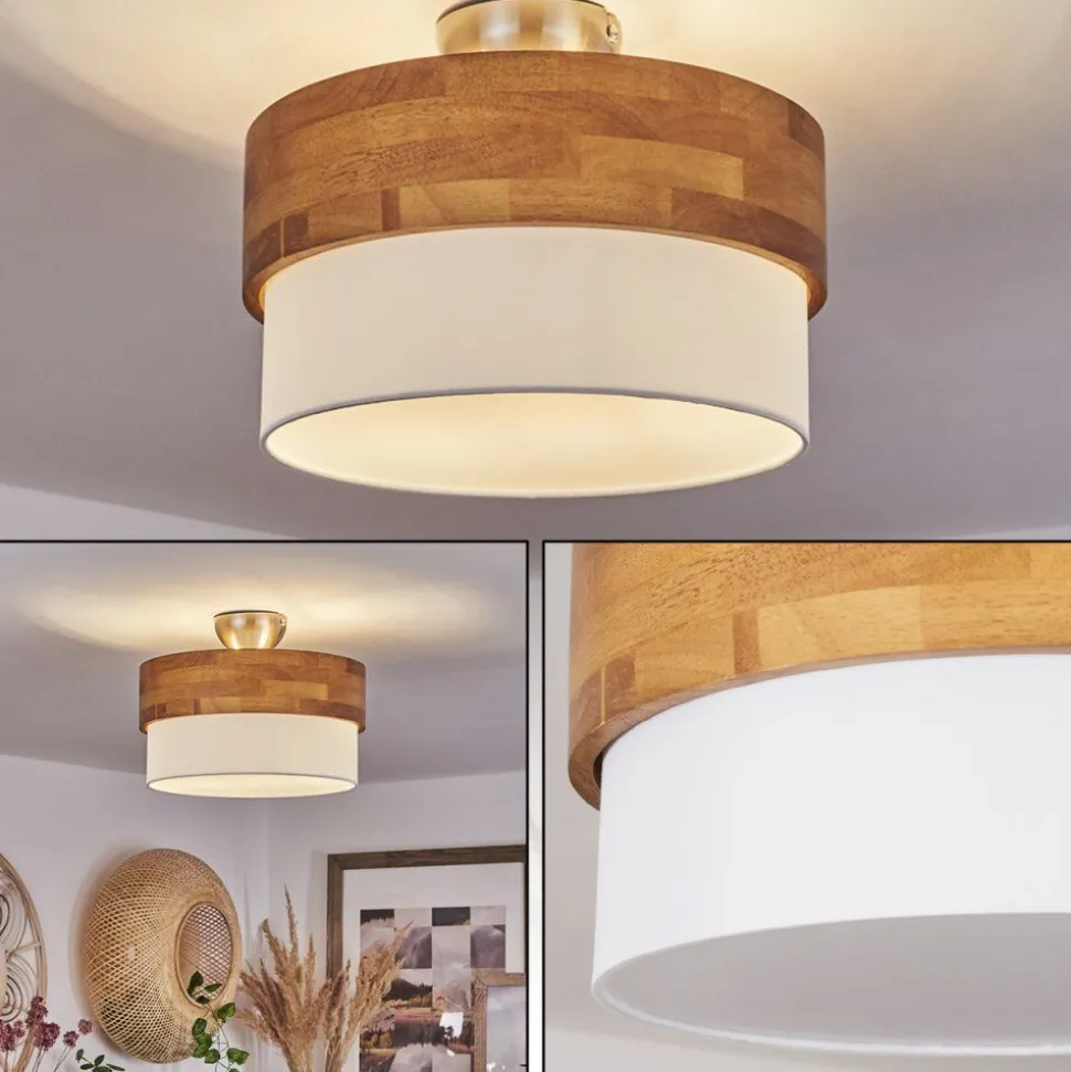 Plafonniervrolle Bois Clair, Nickel Mat, 2 Lumieres