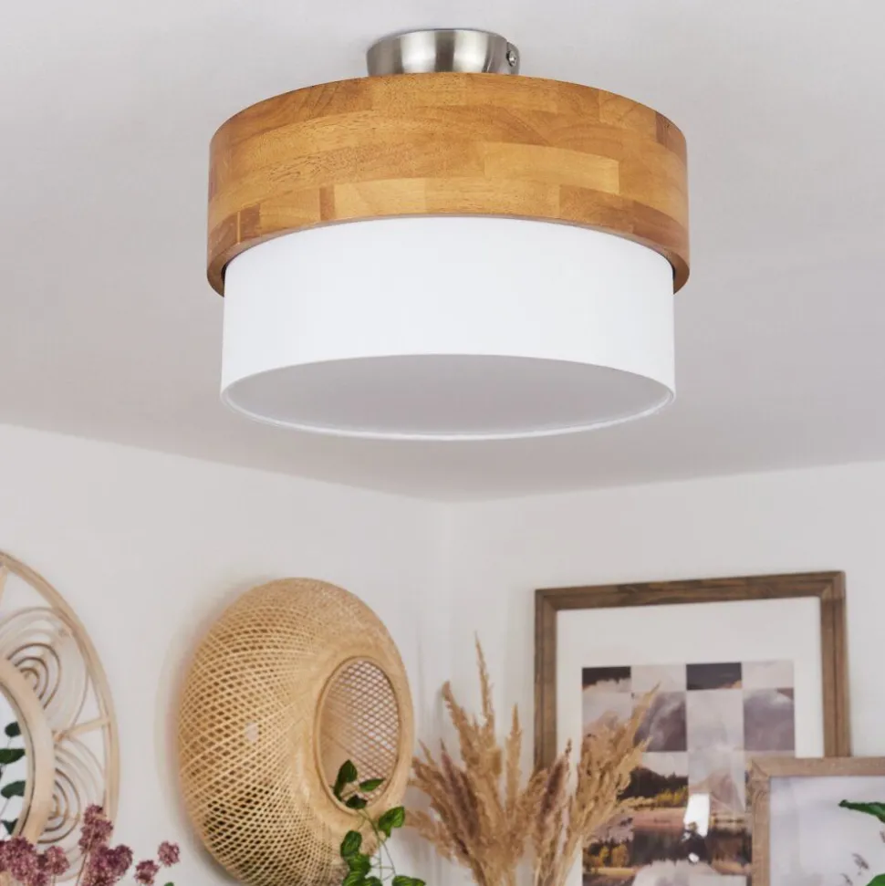 Plafonniervrolle Bois Clair, Nickel Mat, 2 Lumieres