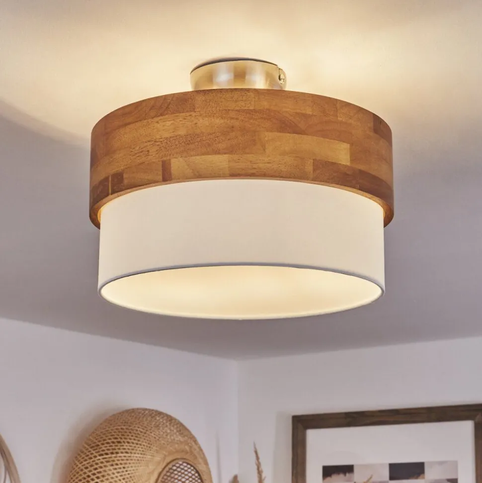 Plafonniervrolle Bois Clair, Nickel Mat, 2 Lumieres