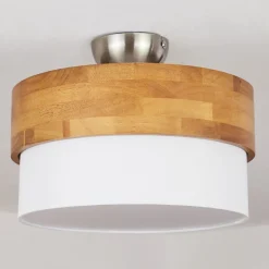 Plafonniervrolle Bois Clair, Nickel Mat, 2 Lumieres