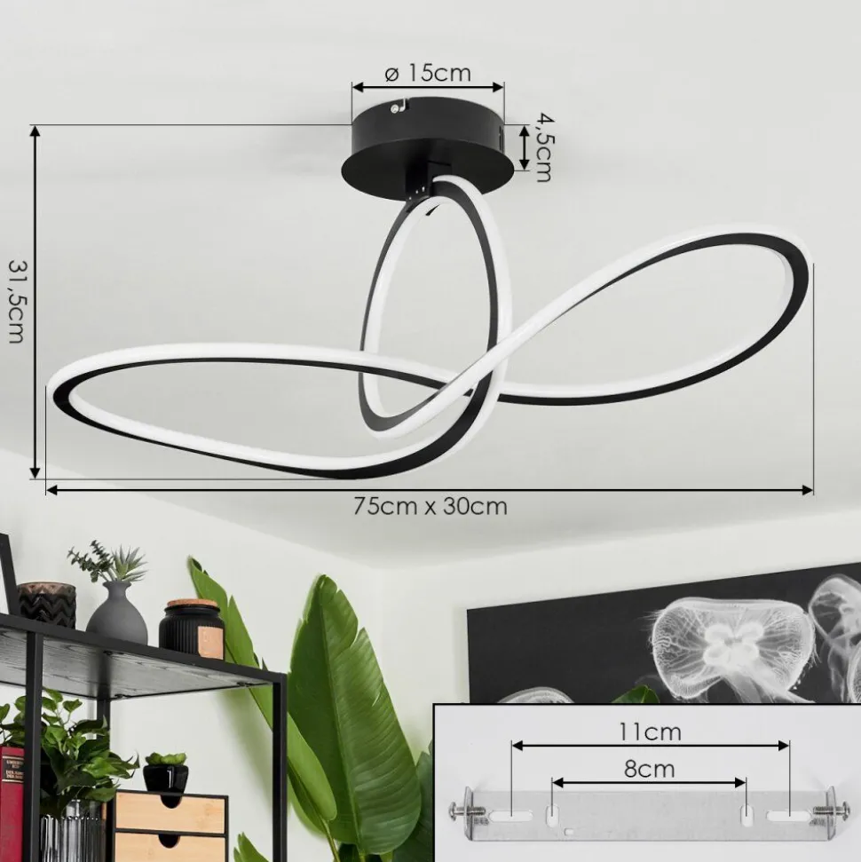 Plafonnierzibreira Led Noir, 1 Lumiere, Telecommandes