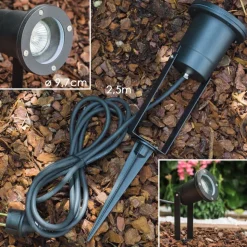Projecteur De Jardin Pilsen Noir, 1 Lumiere