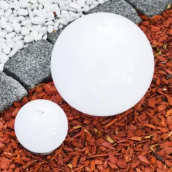Set De Boules Lumineuses Solaires Led Acier Inoxydable, 2 Lumieres