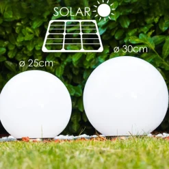 Set De Boules Lumineuses Solaires Led Acier Inoxydable, 2 Lumieres