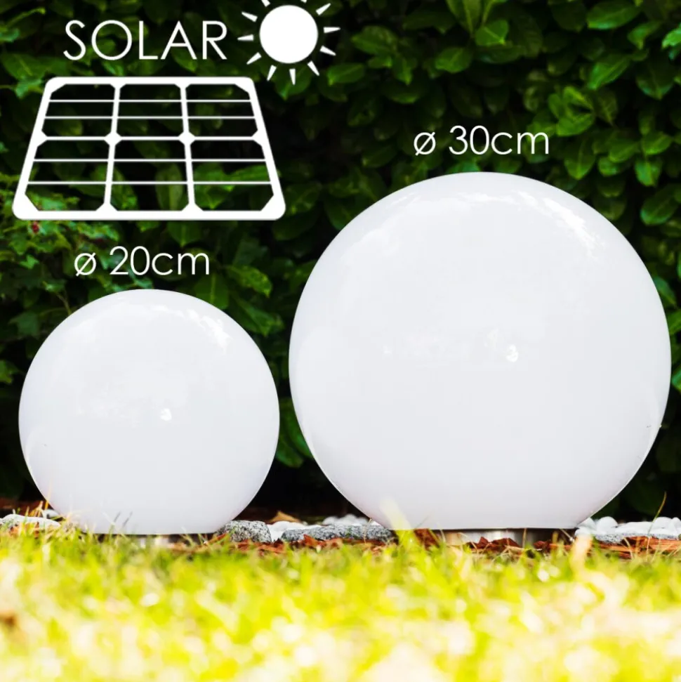Set De Boules Lumineuses Solaires Led Acier Inoxydable, 2 Lumieres