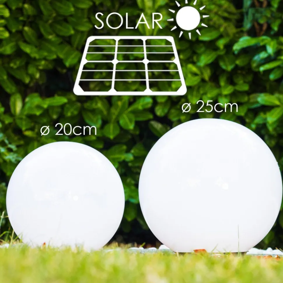 Set De Boules Lumineuses Solaires Led Acier Inoxydable, 2 Lumieres