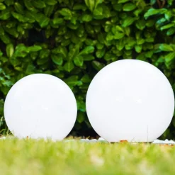 Set De Boules Lumineuses Solaires Led Acier Inoxydable, 2 Lumieres