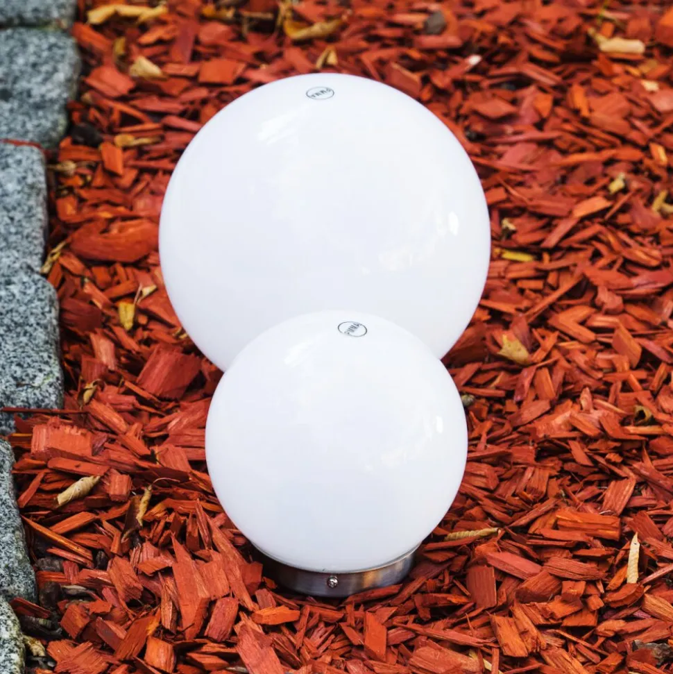 Set De Boules Lumineuses Solaires Led Acier Inoxydable, 2 Lumieres