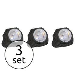 Set De Lampes Rocaille Globo Solar Led Gris, 3 Lumieres