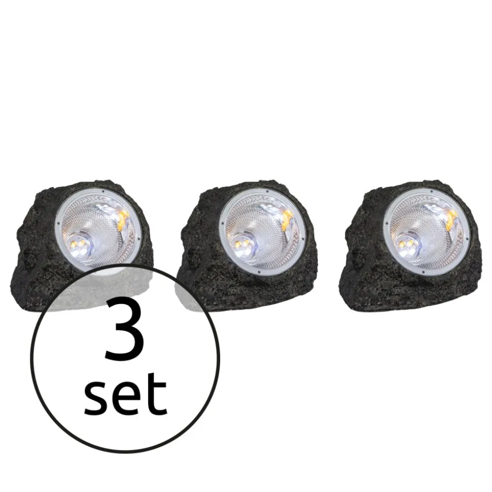 Set De Lampes Rocaille Globo Solar Led Gris, 3 Lumieres