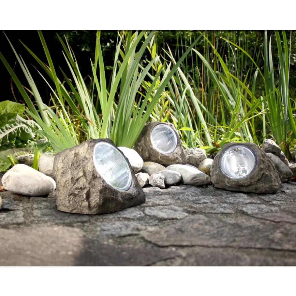 Set De Lampes Rocaille Globo Solar Led Gris, 3 Lumieres